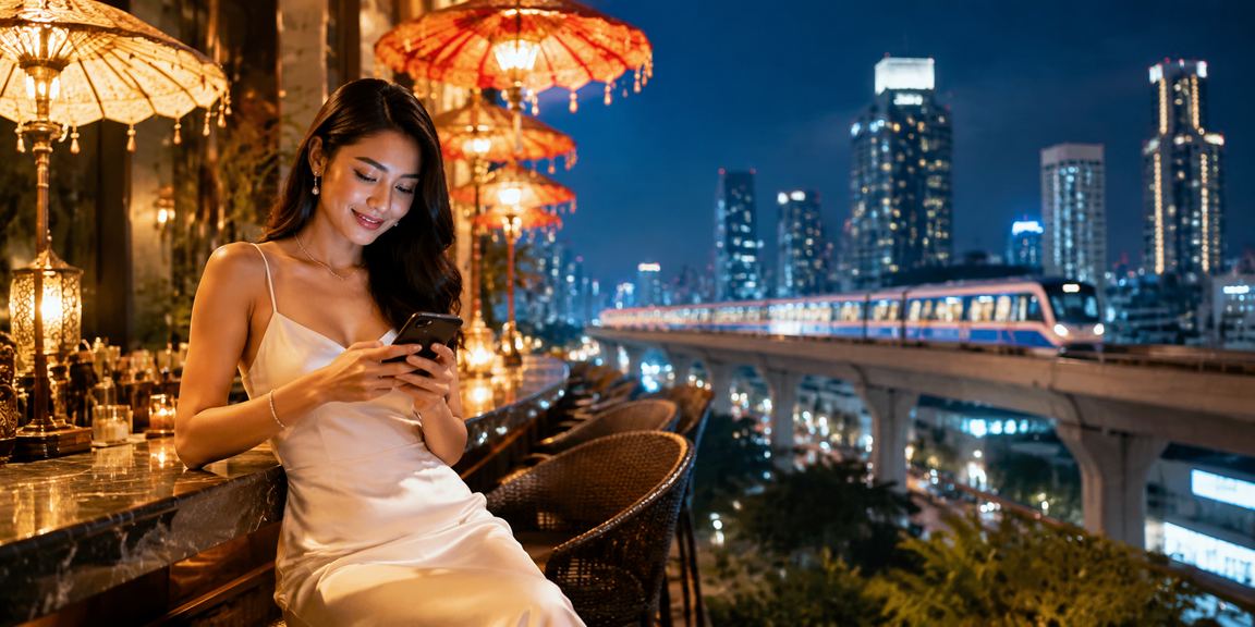 Wanita Vietnam menggunakan ponsel untuk bermain mobile casino dengan antusias