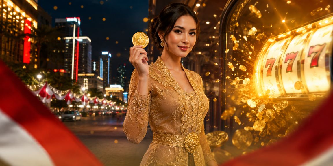 Layar permainan slot neon berwarna-warni di perangkat digital modern
